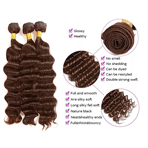 WuvuSnm Brown Deep Wave Human Hair Bundle #4 - 26 Inch