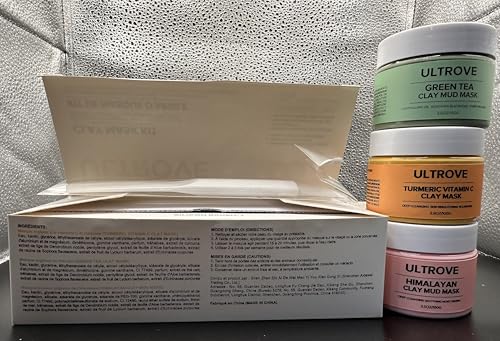 3-in-1 Clay Mask Set for Glowing Skin | Green Tea, Turmeric & Pink Clay 3.5oz