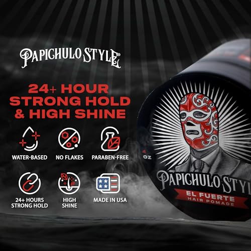 Papichulo Style Deluxe Pomade El Fuerte - Strong Hold, High Shine, 4 oz