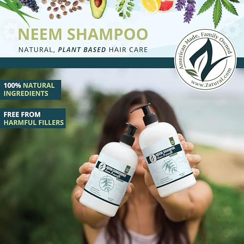 Zatural Neem Shampoo - 16 Fl Oz Gentle Botanical Hair & Scalp Cleanser