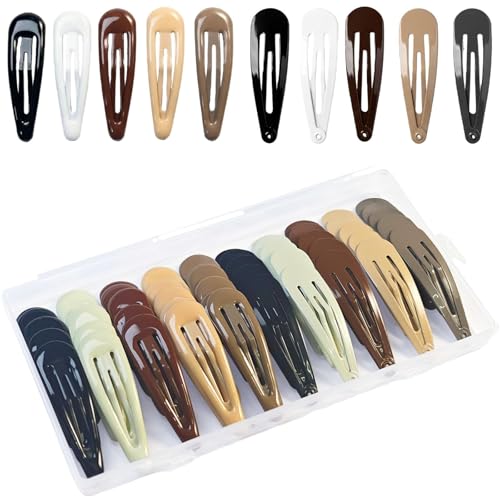 50 Pack 2 Inch Snap Hair Clips for Women - Glossy & Matte Neutrals
