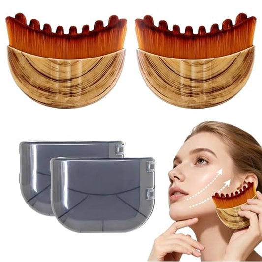 Lymphatic Contour Face Brush(2-PCS),Super Soft Manual Lymphatic Drainage Massager for Sculpting, Relieve Fatigue & Reduce Puffiness, with Portable Case Suitable for Facial Cleansing and Massage