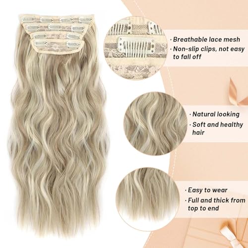 Perience 24-Inch Wavy Synthetic Clip-In Hair Extensions - Blonde Full Head