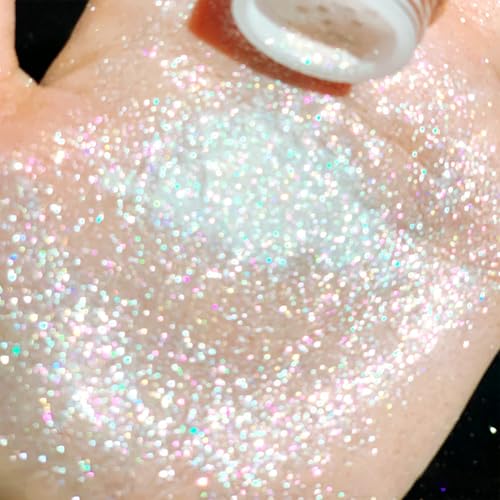 Okerker White Glitter Eyeshadow Loose Powder - Bling Under Eye Makeup, Variation #38