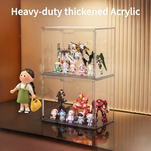 HuixinAcrli Fourth Floor Acrylic Collectible Display Box with Magnetic Door, Stackable Dustproof Shelves