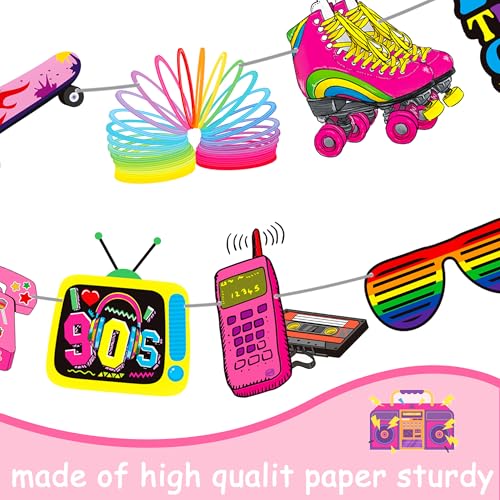 90s Theme Party Banners Set - Retro Birthday Decorations