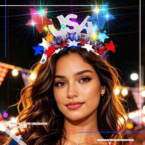 Light Up 4th of July Headband with LED Stars - Style B