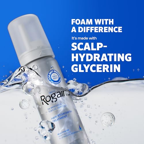 Men's Rogaine 5% Minoxidil Foam for Hair Regrowth, Topical Hair Loss Treatment for Men to Regrow Fuller, Thicker Hair, Unscented Minoxidil Topical Aerosol, 1-Month Supply, 2.11 oz