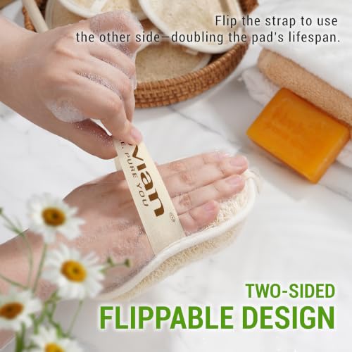 Natural Loofah Exfoliating Body Scrubber Pads - Oval, 3 Pack