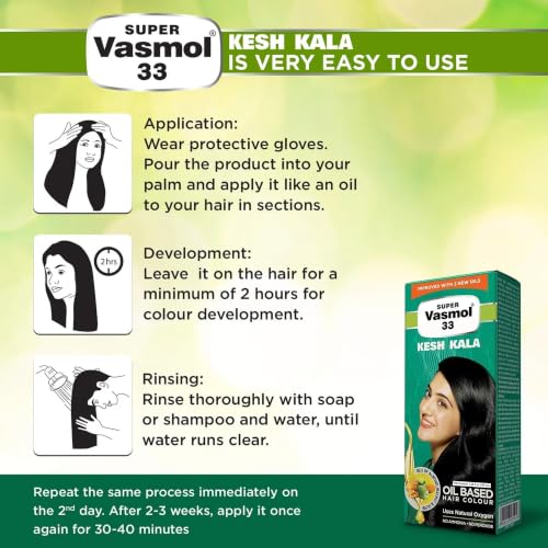Vasmol Super Vasmol 33 Hair Color Oil - Pack of 4, 100mL Each