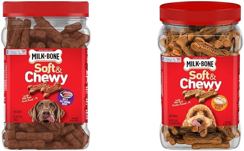 Milk-Bone Soft & Chewy Dog Treats - Real Beef & Filet Mignon Flavor | 25 Ounce Canister