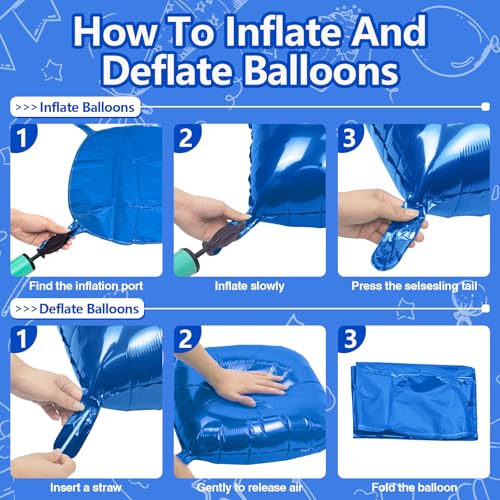 NISOCY 25PCS Blue Square Foil Balloons Wall Backdrop Kit