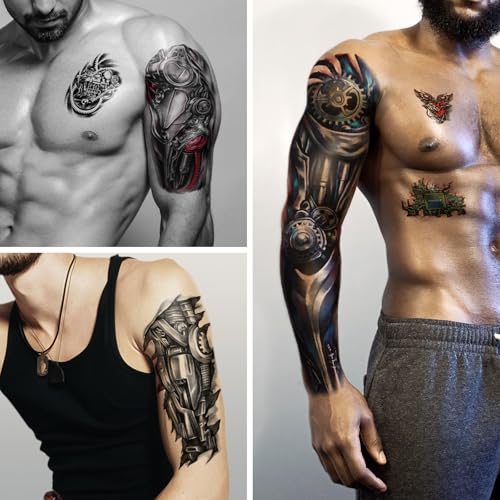 Mechanical Temporary Tattoos - 48 Waterproof Half Arm Robot Sleeve