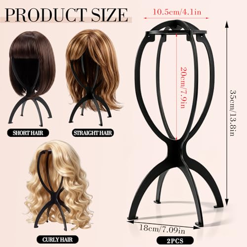 Portable Wig Stand 2 Pack - Stable Holder for Travel & Home