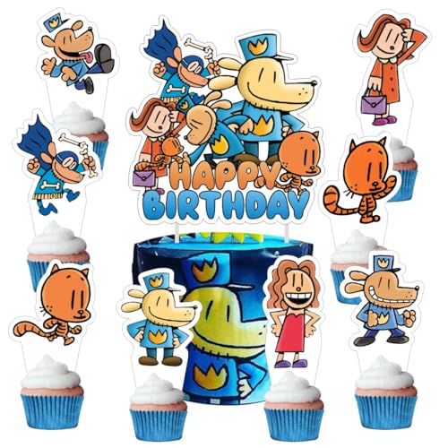 25pcs Dog Cartoon Cake Decorations with 1 Cake Topper & 24 Cupcake Toppers