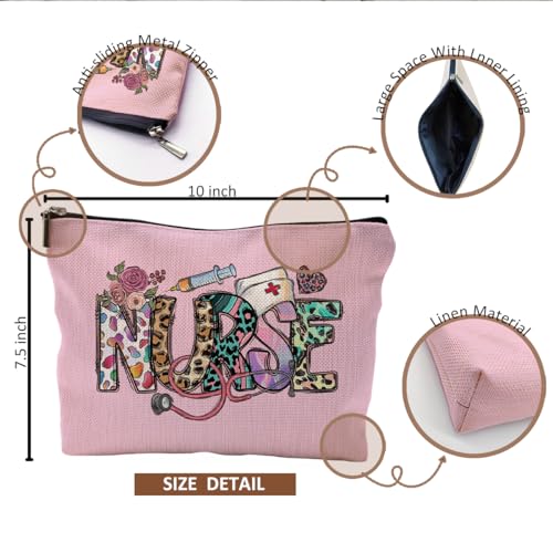 Nurse Makeup Bag - Pink Cosmetic Organizer for Nursing Students