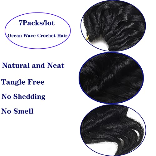7 Pack 9 Inch Ocean Wave Crochet Hair for Black Women Short Wavy Synthetic Braids