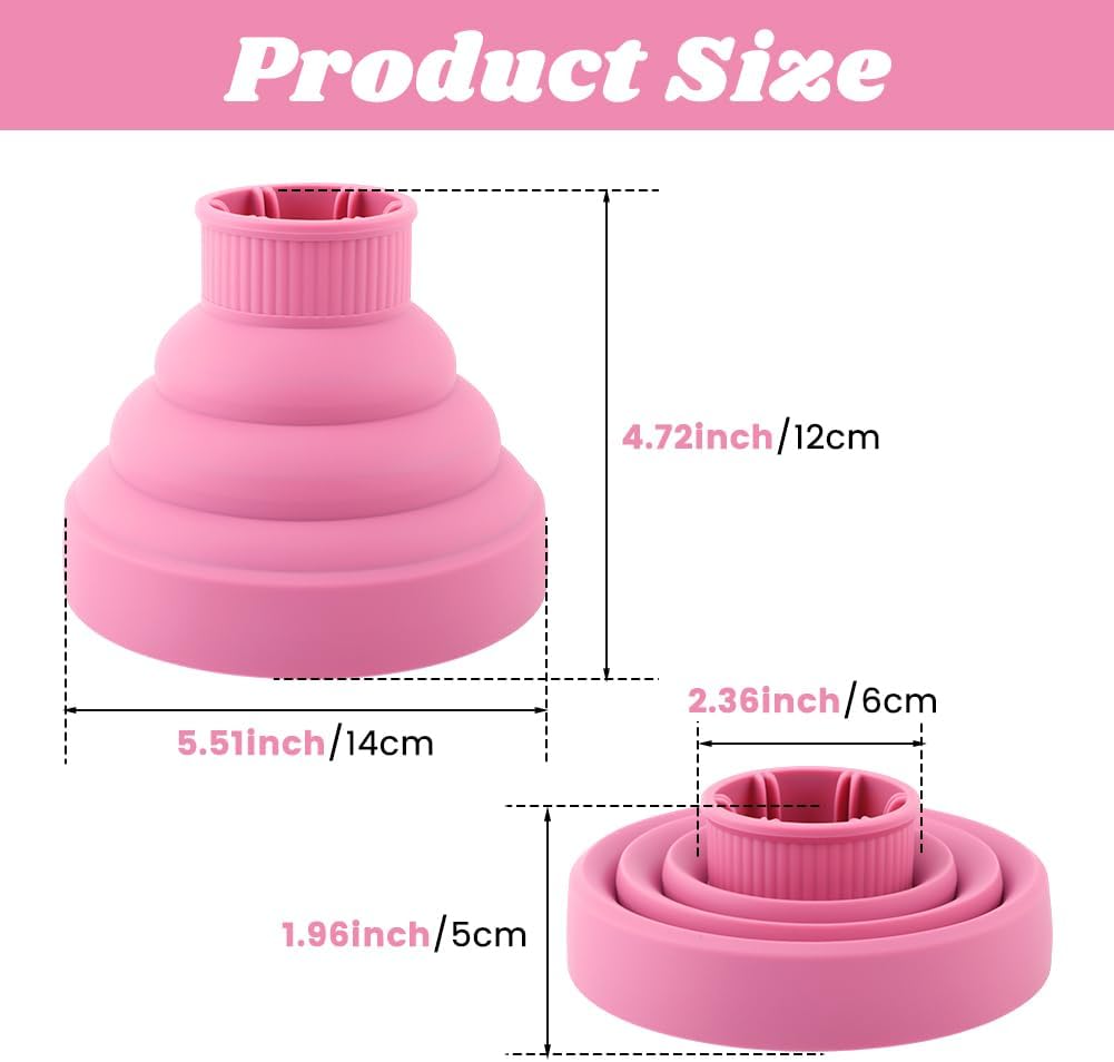 Universal Collapsible Hair Dryer Diffuser - Portable Attachment for Thick Hair | Travel-Friendly Pink Design