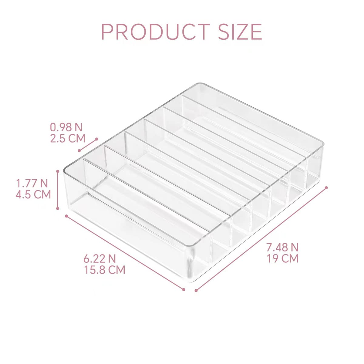 WECHENG Clear Acrylic Makeup Organizer for Eyeshadow Makeup Palette Organizer, 7 Slots Cosmetic Organizer for Vanity Countertop & Drawer, Fits Palettes Blushes Lipstick or Other Small Items