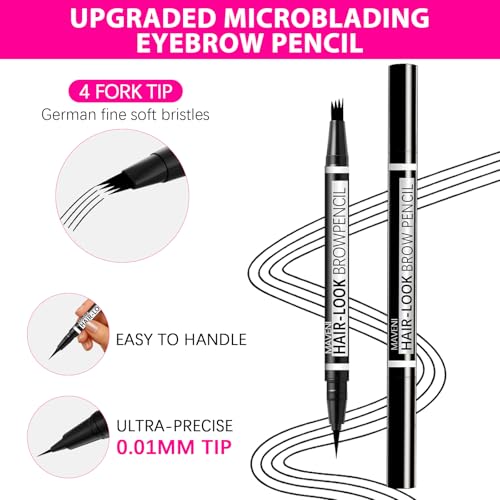 MAVENI 2-in-1 Waterproof Microblading Eyebrow Pencil Light Brown - Precise & Long-Lasting