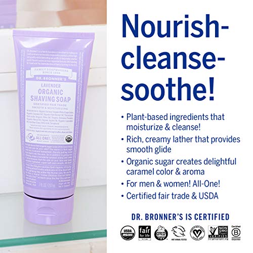 Dr. Bronner's Organic Lavender Shaving Soap – 7oz Moisturizing Formula