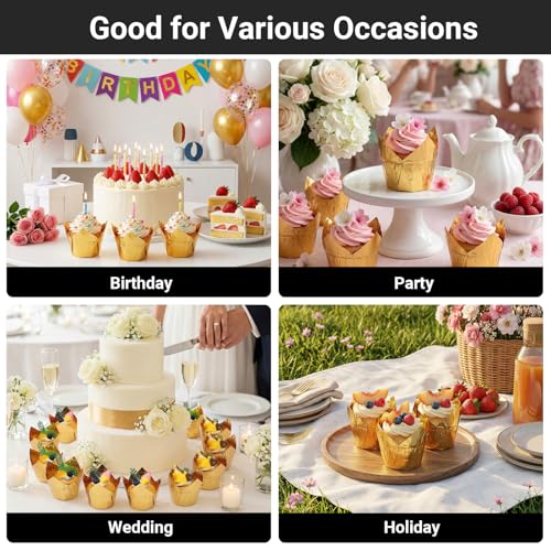 EUSOAR 50Pcs Aluminum Foil Cupcake Liners - Eco-Friendly Baking Cups