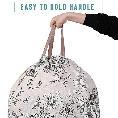 Sanlykate Extra Large Heavy Duty Laundry Bag with Drawstring Closure - 28 x 40 Inch, Black Peony