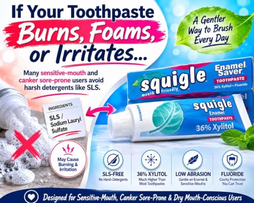 Squigle Enamel Saver SLS-Free Toothpaste for Sensitive Mouths 4oz, Pack of 1