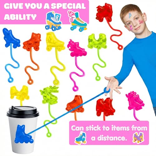 48PCS Kids Roller Skating Party Favors with Temporary Tattoos & Stick Hands