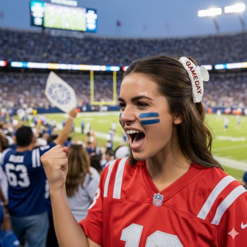 LILIE&WHITE Game Day Football Hair Clips HC23222B, Red & White, Trendy Women Accessory