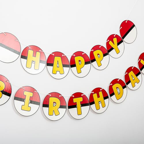 Cartoon Animation Birthday Banner - Red, White & Yellow Party Decor