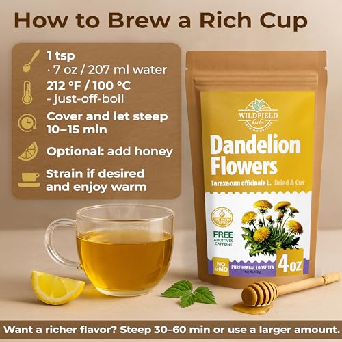 Dried Dandelion Flowers Herbal Tea - 4 oz (113g) Loose Leaf