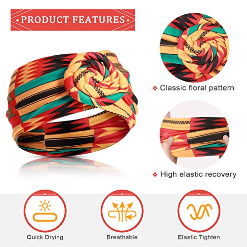 6 Pcs African Boho Headbands for Women, Stretchy Non-Slip Turban Hair Wraps