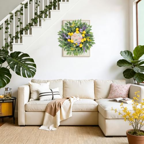 24 Inch Lemon Wreath for Front Door - Artificial Spring Decor