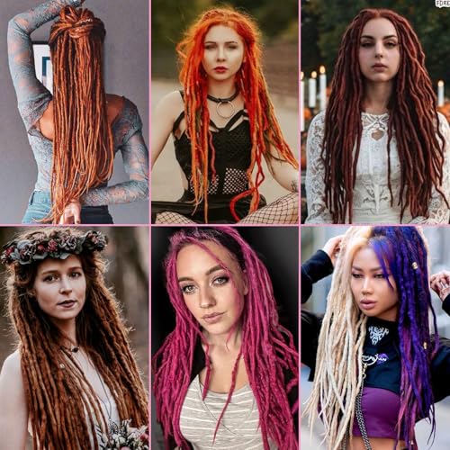 Purple Mix Wool Dreadlock Extensions 20 Inch Double Ended 20 Strands Handmade for Women