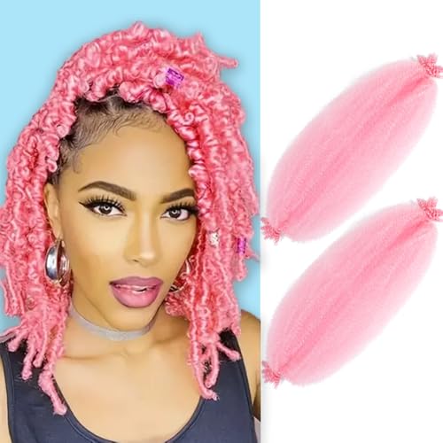 Pink Afro Twist Hair Extensions 30 Inch, Pre-Stretched Springy Wrapping Style - Pack of 2