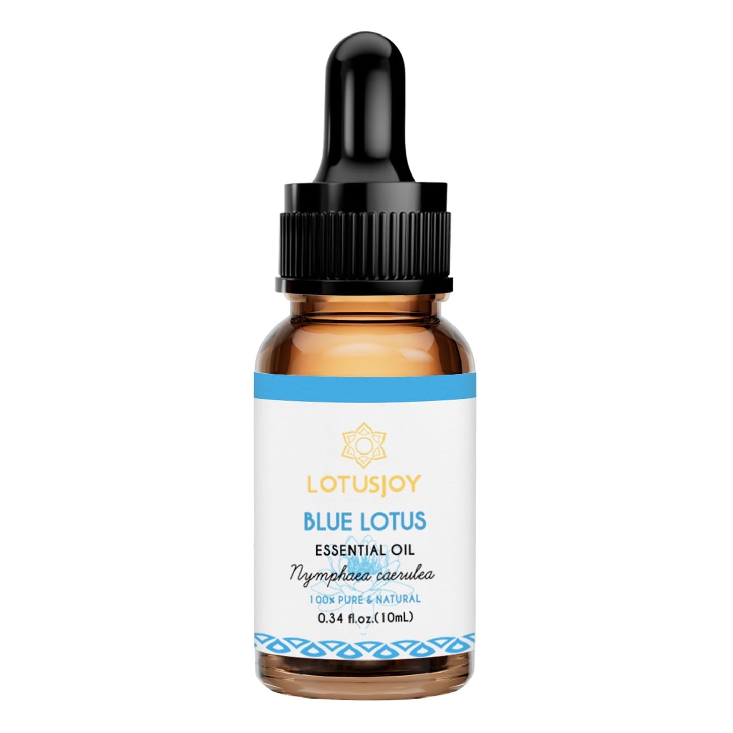 LOTUSJOY 100% Pure Blue Lotus Oil 0.34 Fl Oz, Natural Blue Lotus Essential Oil in Amber Glass Bottle with Dropper for Diffuser, Massage, Skin & DIY Use