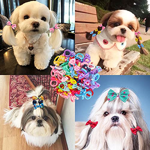 50 Pcs Girls Elastic Hair Ties with Cute Bows - Soft Colorful Hair Bands