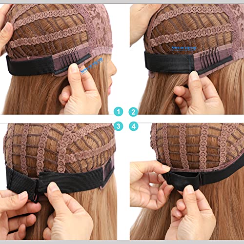 JIUSERLU Adjustable Wig Elastic Bands - 1.18 Inch Black Straps (10 Pack)