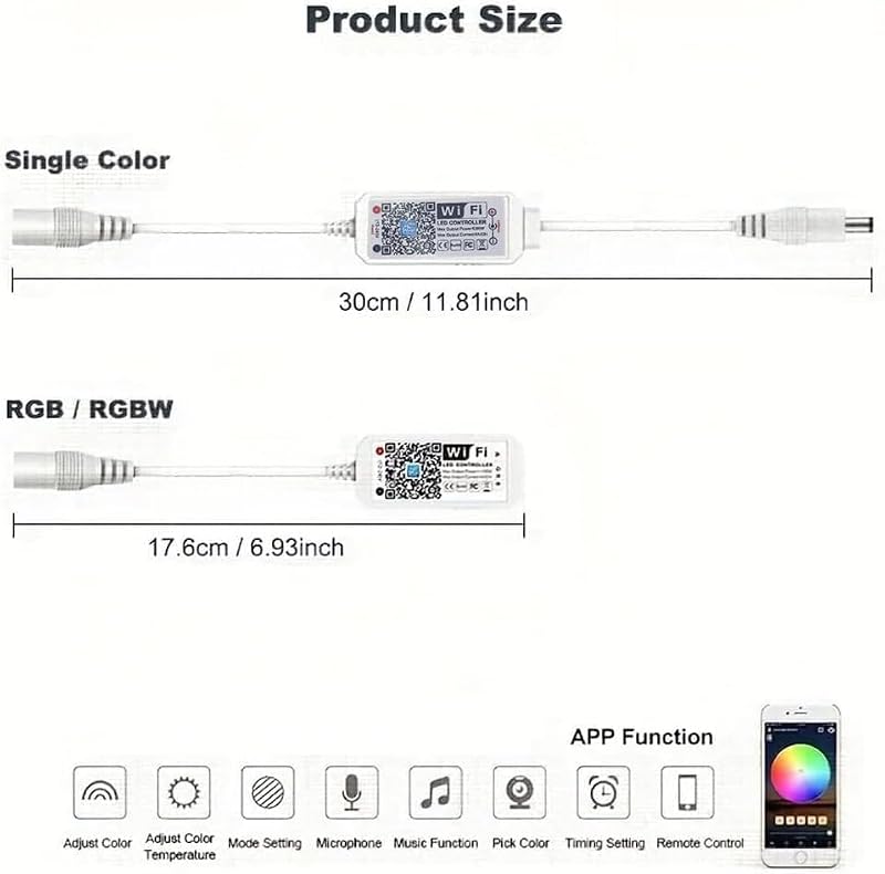 WiFi LED Strip Light Controller with Voice Control - 12-24V, 96W