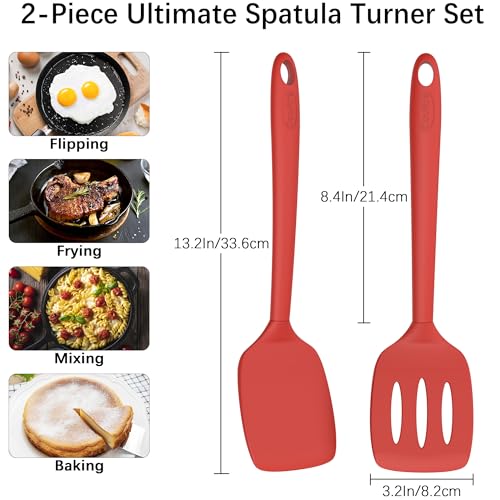 Coukre Silicone Spatula Set - 2 Pack, High Heat Resistant, BPA-Free
