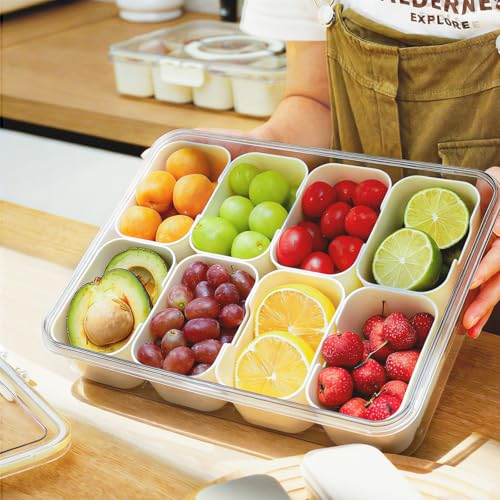 QOGRAM 8-Compartment Snack Box with Lid - Portable Snack Organizer for Travel & Parties
