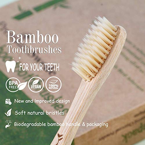 10 Pack Biodegradable Bamboo Toothbrushes - Eco-Friendly Soft Bristles