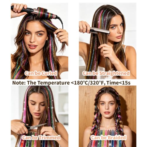 Unique Love Hair Tinsel Kit - 30 Colors Glitter Extensions for Parties