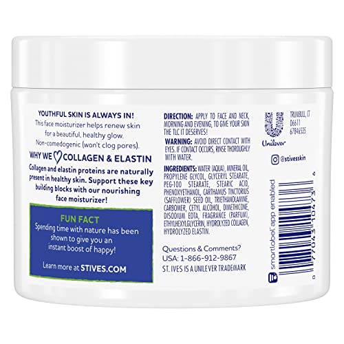 St. Ives Collagen & Elastin Face Moisturizer 10 oz Pack of 2 - Hydrating, Paraben-Free, Daily Skin Renewal for Women