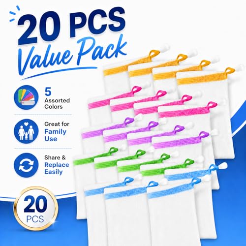 Lagincig Mesh Soap Bag Pack of 20 - Travel & Shower Foam Pouches with Drawstring
