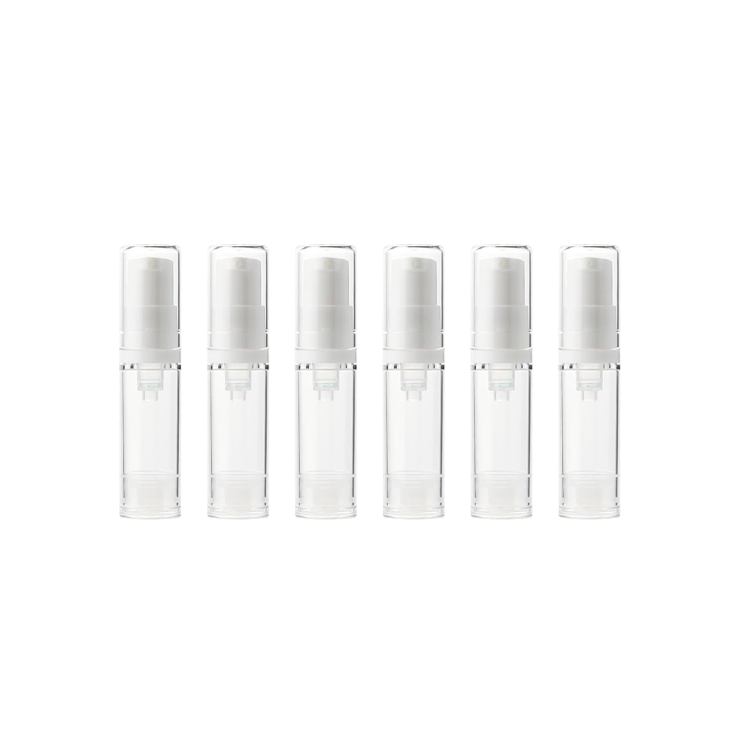 6 Pack 0.17 oz Plastic Empty Airless Pump Bottles Travel Size Refillable Leakproof Containers for Skincare Cosmetics Toiletries TSA Approved‌