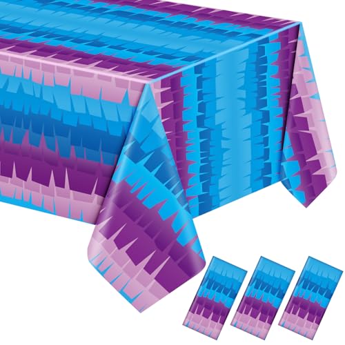 3 Pack Video Game Plastic Tablecloths - Purple & Blue, 108x54in