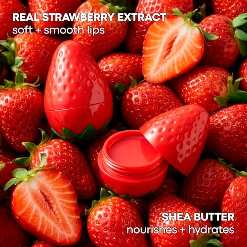 TONYMOLY Mini Fruit Lip Balm Set with Strawberry Extract & Shea Butter