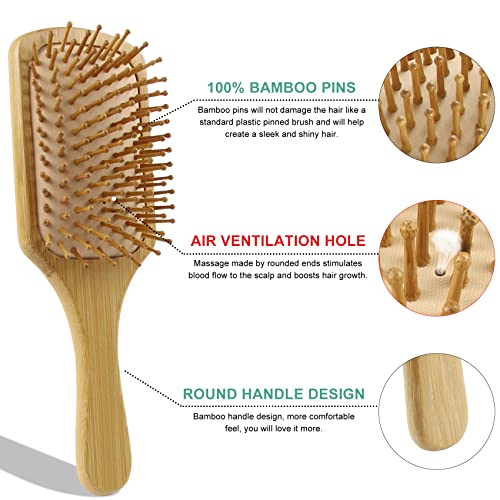 Bamboo Hair Brush & Comb Set for Women, Men & Kids - Square